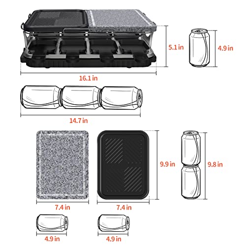 Voohek Korean Bbq Grill Raclette Table Grill Hibachi Electric Indoor Grill 2 In 1 Non-Stick Grilling Plate And Natural Cooking Stone Adjustable Temperature 8 Raclette Pans 8 Wooden Spatulas 1300W #TOP3