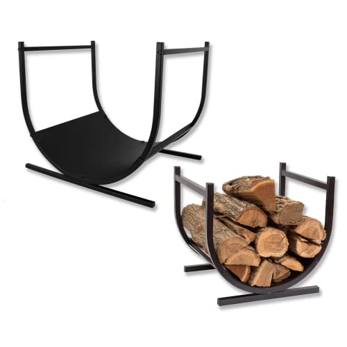 Froadp Étagère pour bois de cheminée en forme de U - En métal - Pour l'intérieur et l'extérieur - Pour bois de cheminée - Avec revêtement en poudre pour roulement à bois (44,5 x 37,5 x 40 cm)