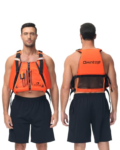 Owntop Swim Vest for Adult, Paddle Sports Swim Jackets with Adjustable Safety Strap, Premium Buoyancy Men Women Float Swim Vests for Kayaking Surfing Boating (Orange, M/L) - image 6