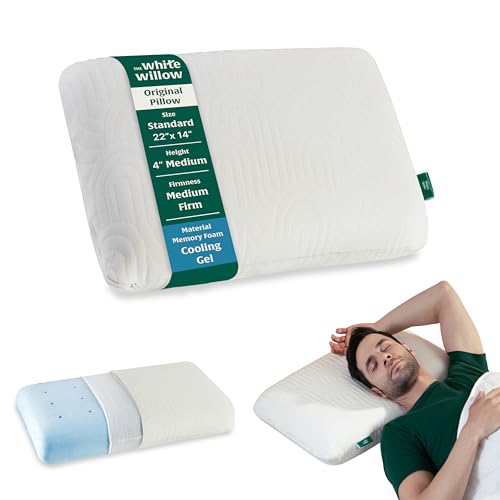 The White Willow Memory Foam Cooling Gel Orthopedic Bed Pillow for Sleeping & Neck Pain Relief Suitable for Back Sleeper Side Sleeper & Stomach Sleeper with Pillow Cover (Multi Pack of 1)
