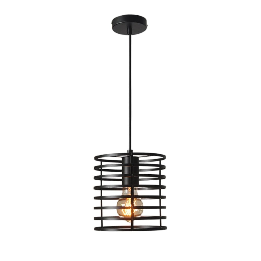 Regulowana lampa wisząca E26 Lampa bazowa Vintage Wisząca klosz do lampy Retro wisiorek Lampy sufitowe Pokrywy z kutego żelaza Czarne osłony na oprawy oświetleniowe Present