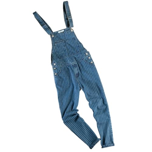 Combinaison denim homme style japonais Harajuku rayures vintage bleu