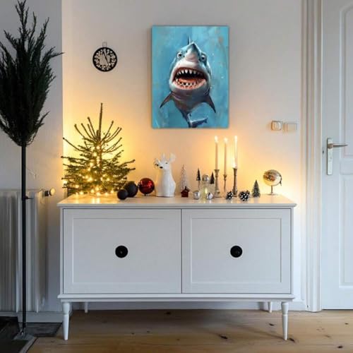 Imprimés de requin à bouche ouverte pour salon moderne 80x120 - 3