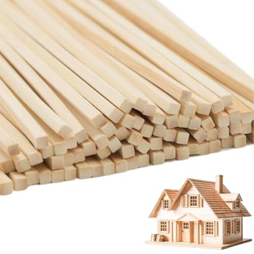 60 piezas de varillas cuadradas de madera – listones de tacos sin trabajar (5 x 5 x 305 mm) – Ideal para proyectos de manualidades, arte y carpintería – Perfecto para ideas creativas de bricolaje y