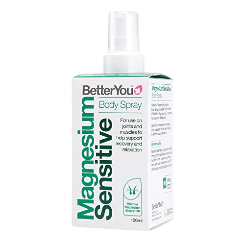 BetterYou Magnesium Sensitive Body Spray Pure Clean and Natural Source of Chlorides Spray Vegan & Palm-Oil Free 100 ml (600 Sprays)