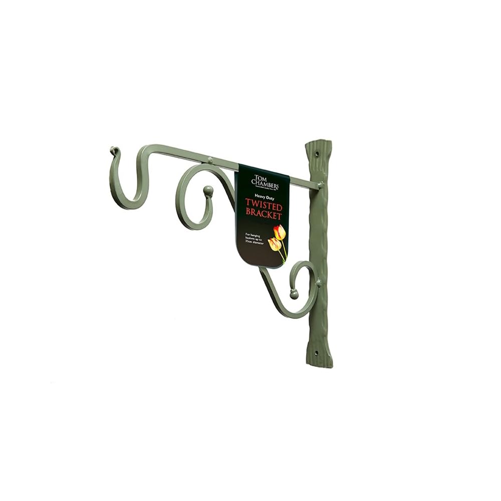 Gifts Direct 2 U40cm Sage Green Hanging Basket Twist Bracket Outdoor Garden Decoration