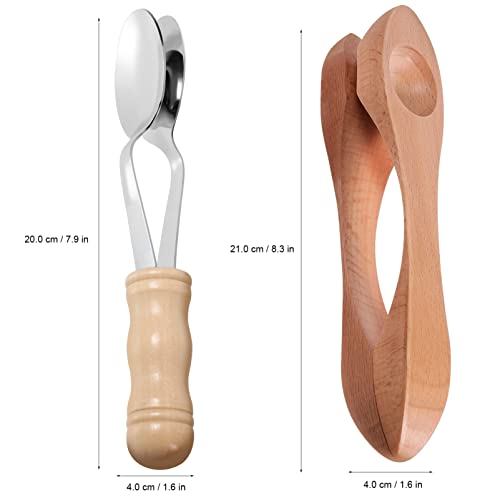Vaguelly NVY8HK8SJIBG18N050ID0E10B 2 Pcs Musical Spoons Folk Percussion Instrument Wood Musical Spoons Clappers Metal Musical Spoons thumb #4