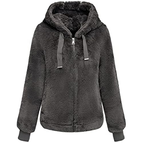 Bellivera Women's Faux Fur Jacket Fluffy Sherpa-Lined Coat