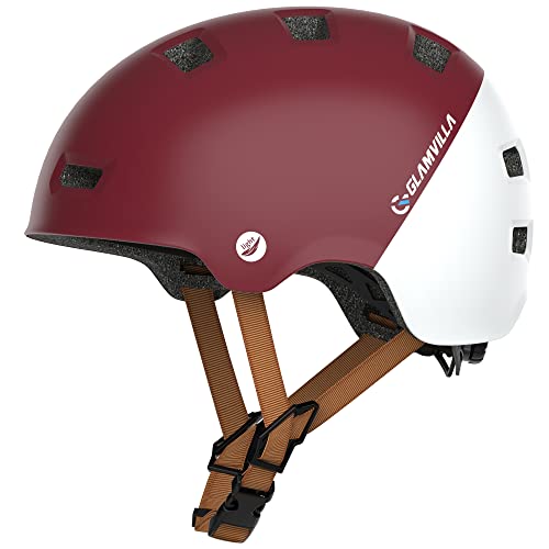 GLAMVILLA Casco de Bicicleta/Patinete Electrico Adulto, Casco Skate/Bici/BMX para Niños/Hombres/Mujeres,Ultraligero Casco Multifuncional,El Peso es Solo 260g/270g/280g