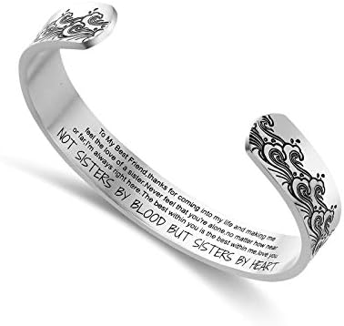 LIUANAN Friendship Bracelets for Women Engraved Not Sisters by Blood But Sisters by Heart Cuff Bangle