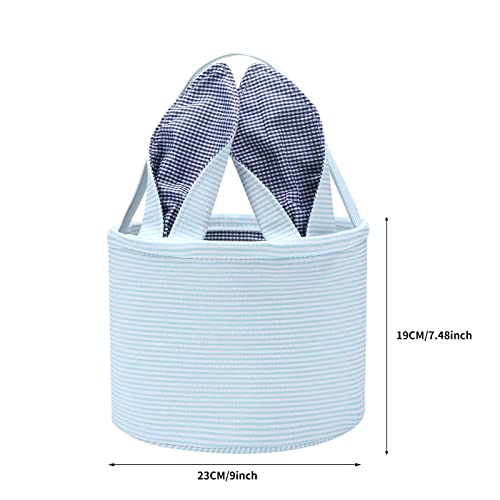 Easter Basket Seersucker Egg Hunt Bunny Baskets For Kids With Cute Rabbit Ears Stripe Storage Gifts Candies Personalized Easter Party Gifts.…… #TOP3