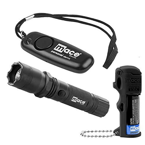 mace Brand Real Estate Agent Safety Kit – Includes Brand Triple Action Pocket Pepper Spray, Personal Alarm That Emits 130dB, and a Stun Gun with LED Light – Great for Self-Defense