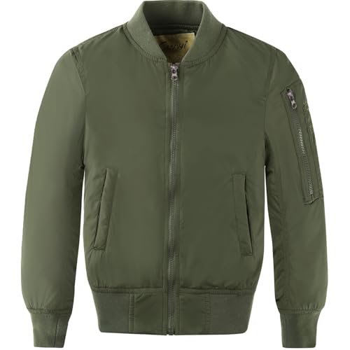 CUNYI Boys' Fashion Zip Up Bomber Jacket Windproof Flight Jacket Lightweight Windbreaker Outdoor