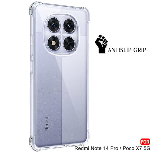 Image of TheGiftKart Crystal Clear Back Cover Case for Mi Redmi Note 14 Pro /Poco X7 5G | Shockproof Soft TPU Case | Cushioned Edges for Ultimate Protection Back Cover Case (TPU, Transparent)