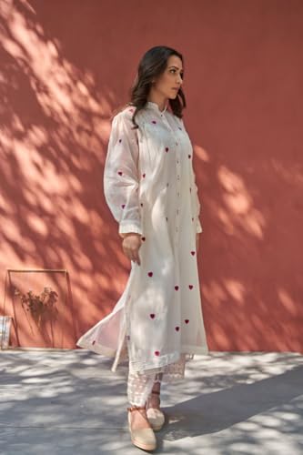 Image of GoSriKi Rayon Viscose Embroidered A-Line Kurta Set with Pant | Stylish Ethnic Wear for Office, Festive, Kurti Set for Woman, Women Kurta Sets with Dupatta Cotton