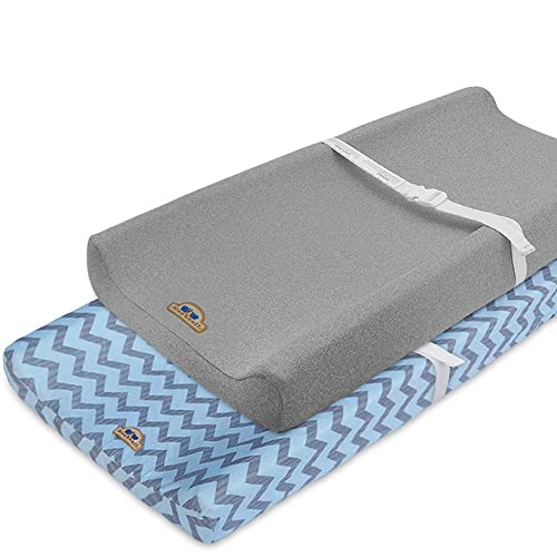 Image of Super Soft and Stretchy Changing Pad Cover 2pk by BlueSnaill (Blue+Gary)