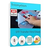 TriUnytion Film de Transfert DTF A4 (21 x 29,7 cm), Papier Transfert DTF Pet Transparent Mat Double Face pour T Shirts, Vêtements, Textile, Chapeau (20 Feuilles)