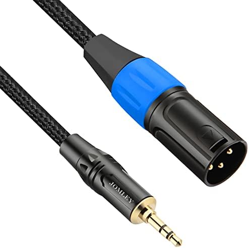 JOMLEY 3.5mm to XLR Cable, XLR to 3.5mm Unbalanced Aux Micphone Cbale, 1/8 inch Mini Jack Stereo to XLR Male Cord Adapter for Cell Phone, Laptop, Speaker, Mixer - 3.3ft