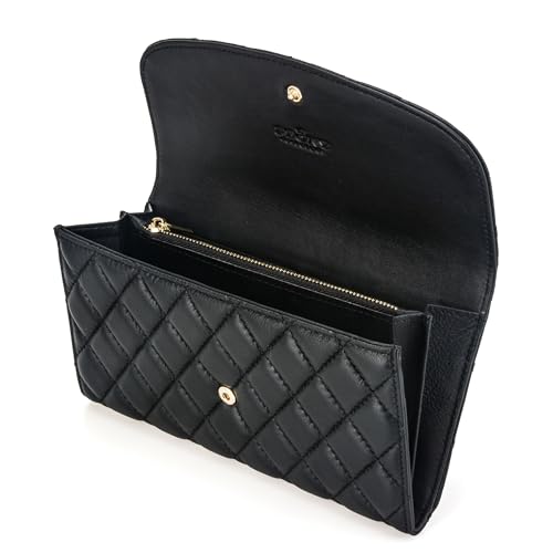 Luxury Quilted Leather Wallet Flap Long Wallet Credit Card Holder Coin Purse Business Card Holder Lady Clutch Gift for Women Girl Black2
