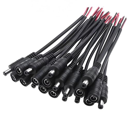 ZBYMOTW DC 電源コネクタ ジャックコネクタ 2.1×5.5mm 長さ 15cm オスメスセット 10 組入り