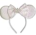 Large wedding white Minnie mouse princess ears headband/Disney princess ears/ Silver white minnie/Tiara Minnie headband