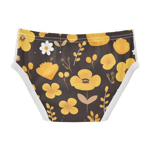 KLL Elegant Pattern with Yellow Flowers Toddler Boys Soft Athletic Underwear Cute Undies2