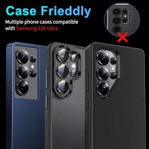 Image of Premium Camera Lens Protector Compatible For Samsung Galaxy S26 Ultra 5G (Black) Camera Lens Protector - 9H Tempered Glass, Military-Grade Anti-Scratch, Case-Friendly, Easy Install Frame