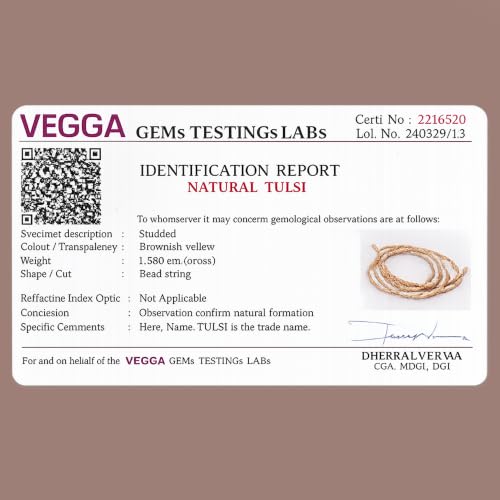 Image of Tulsi Kanthi Mala Original 2 Round with Certificate | Kanthi Mala 2 Round |Tulsi Mala Original with Certificate | 32 CM in Length