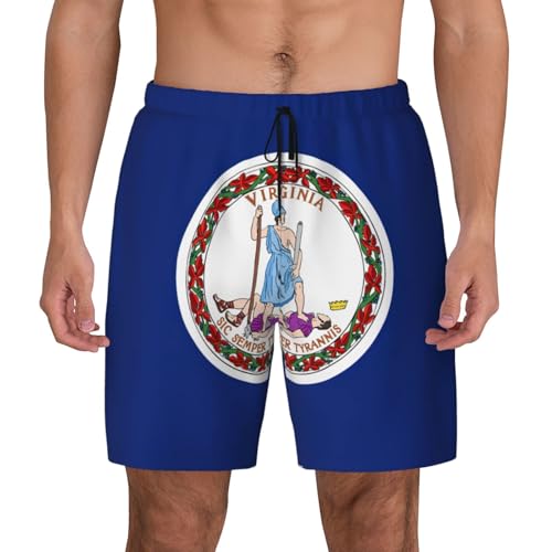 Flag of Virginia Breathable Fit Trends Men's Swim Trunks Board Short with Waist Elastic Band Swimming Trunks