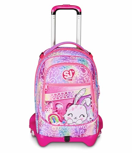 SJ GANG STYLE JAM GANG Trolley Scuola Jack 3 Ruote, Lilla, 3 in 1, Zaino Triplo Uso con Carrello Sganciabile, 33 L, Zaino Scuola Elementare, Zaino Bambina