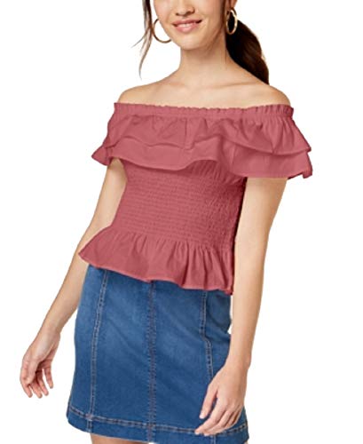Juniors' Cotton Off-The-Shoulder Smocked Top