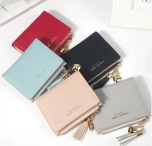 Women's Compact Wallet Small Tassel Zipper Clutch Card Holder Wallet Pendant Credit Card Holder4