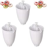 Buñuelo Fabricante Plástico Hacer Donas Máquinas Hacer Donas Pequeñas Rápido Plástico Hacer Donas Fácil Plástico Hacer Donas para Hacer Donas Cocina Haciendo Utensilios para Hornear, Blanco, 3Pcs