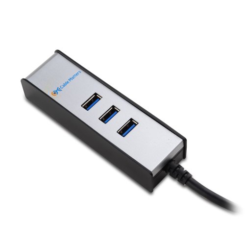 Cable Matters® Hub 3 Puertos SuperSpeed USB 3.0 con Ethernet Gigabit Negro