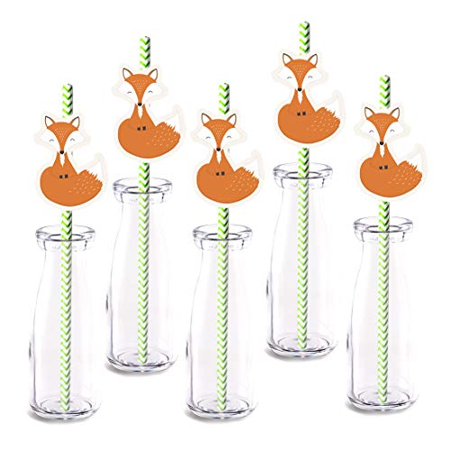 Fox straw Decor, 24-Pack Woodland Fox Baby shower