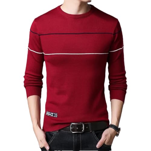 Men Pullovers Knitted Striped Slim Sweaters