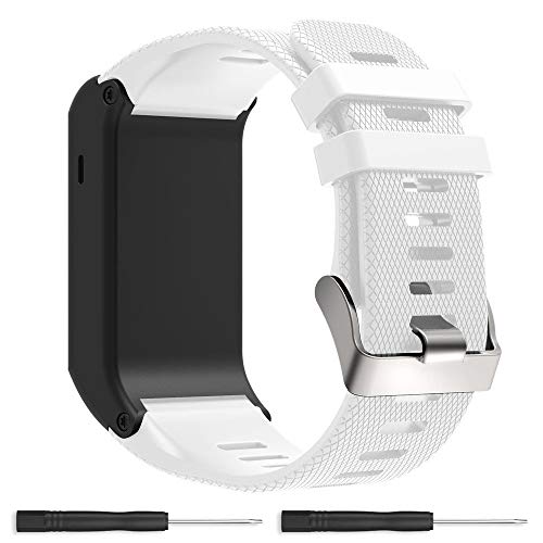 Replacement Band for Garmin Vivoactive HR GPS Smart Watch, Silicone Replacement Fitness Bands Wristbands with Metal Clasps for Garmin vivoactive HR GPS Smart Watch (White)