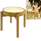 Raised Slow Feeder, Licking Mat/Pad - Suitable for Wet and Dry Dog Foods, Butter and Spreads - 10-inch High with Stand, 8.6-inch, Detachable Parts - Bamboo