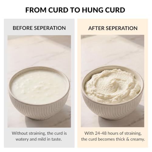 Image of Nestasia Hung Curd Maker Stainless Steel (1000 ml) - 100% Food-Safe Homemade Greek Yogurt Maker | BPA-Free Food Strainer with Airtight Steam-Vent Lid Storage Container
