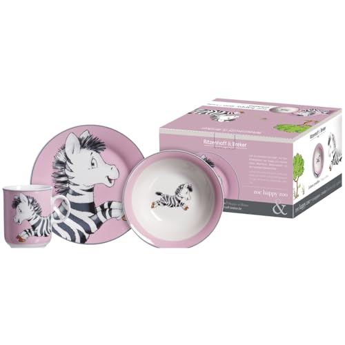 Ritzenhoff & Breker Kindergeschirr-Set Happy Zoo | 3-teilig, Pink