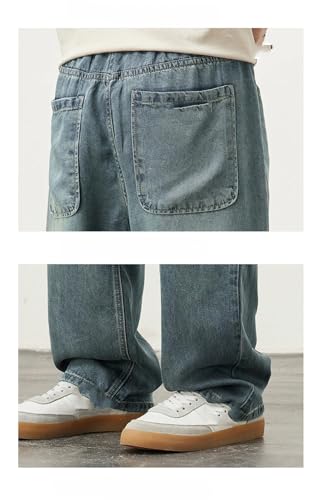 Men's Striped Straight Jeans, Y2K Solid Color Thin Mid-Waist Loose Casual Jeans4
