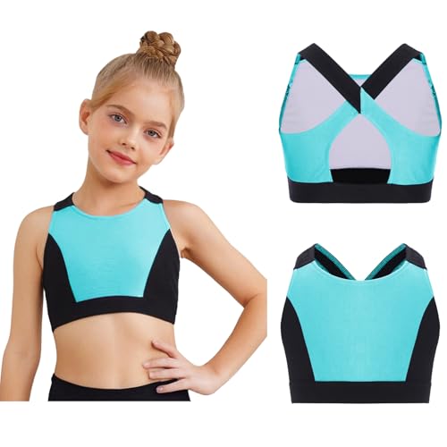 Kids Girls Color Block Sports Vest -Sleeveless Cross Back Crop Tank for Yoga & Workout4