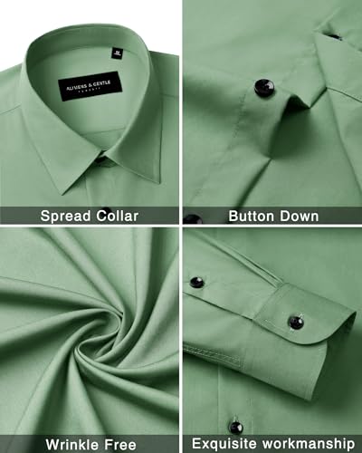 Image of Alimens & Gentle Men's Dress Shirts Long Sleeve Wrinkle Free Stretch Business Casual Wedding Button Down Shirt