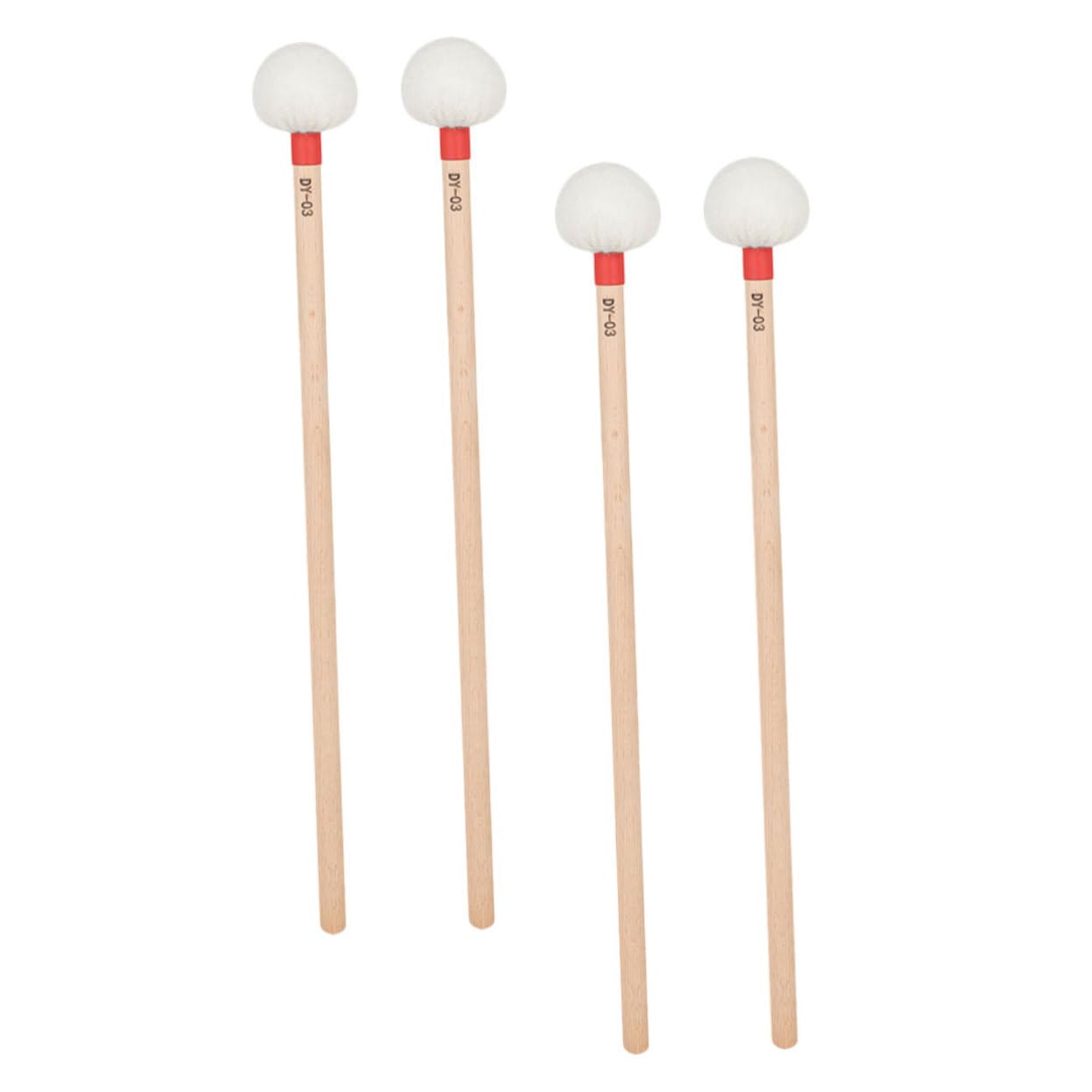 Mikinona 4 Sztuki Częściowy Pałek Do Timpani z Białą Główką Filcową i Ergonomicznym Drewnianym Trzonkiem Czerwonym Kolorze Miękkie Perkusyjne dla Profesjonalistów i Początkujących Do