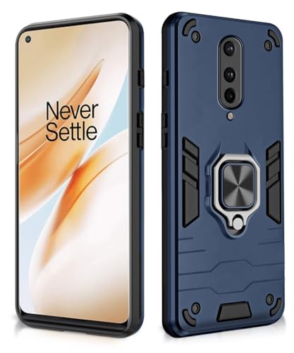 Image of WOW IMAGINE Shock Proof Back Case Mobile Cover for 1+ OnePlus 8 | Back Cover Case (Tough Armor | Hybrid PC + TPU | Ring Holder & in-Built Kickstand | Bue)