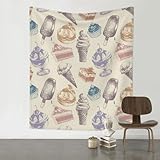 Tapestry Wall Hanging Tapestries for Living Room Bedroom Dorm 60 x 51 inch - ice Cream Cakes Vintage