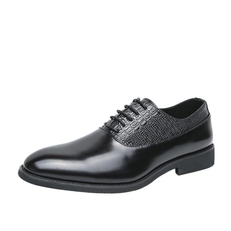 Men's Dress Oxford Shoes Faux Leather Plain Toe Prom Lace-up Prom Wedding Tuxedo Non Slip Rubber Sole Low Top Shoe