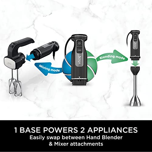 Ninja Foodi 2-in-1 Hand Blender & Hand Mixer, Food Processor with 2 Attachments, 850W Powerbase, Immersion Blender, 5 Mixing Speeds, 2 Blending Speeds, 1.5m Cord, Black CI090UK - Image 2