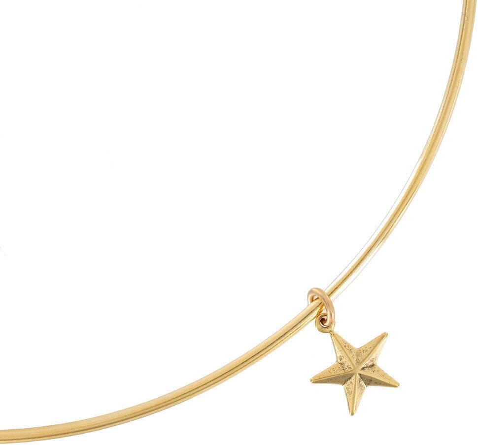 Star Symbol Gold Tone Pendant Charm 3/4" Collar Necklace 15" Adorable Statement Chunky Necklace for Women
