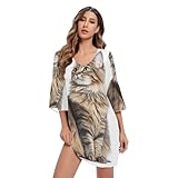 Maine Coon Cat Robe courte en mousseline de soie à manches 3/4 Taille S à XXL, Chat Maine Coon mignon, XXL